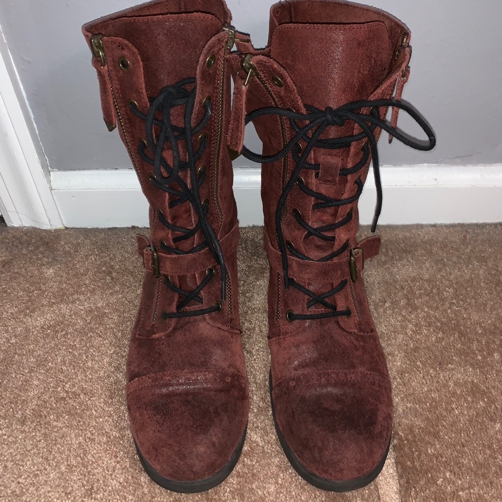Aldo Moto Boots in Burgundy
